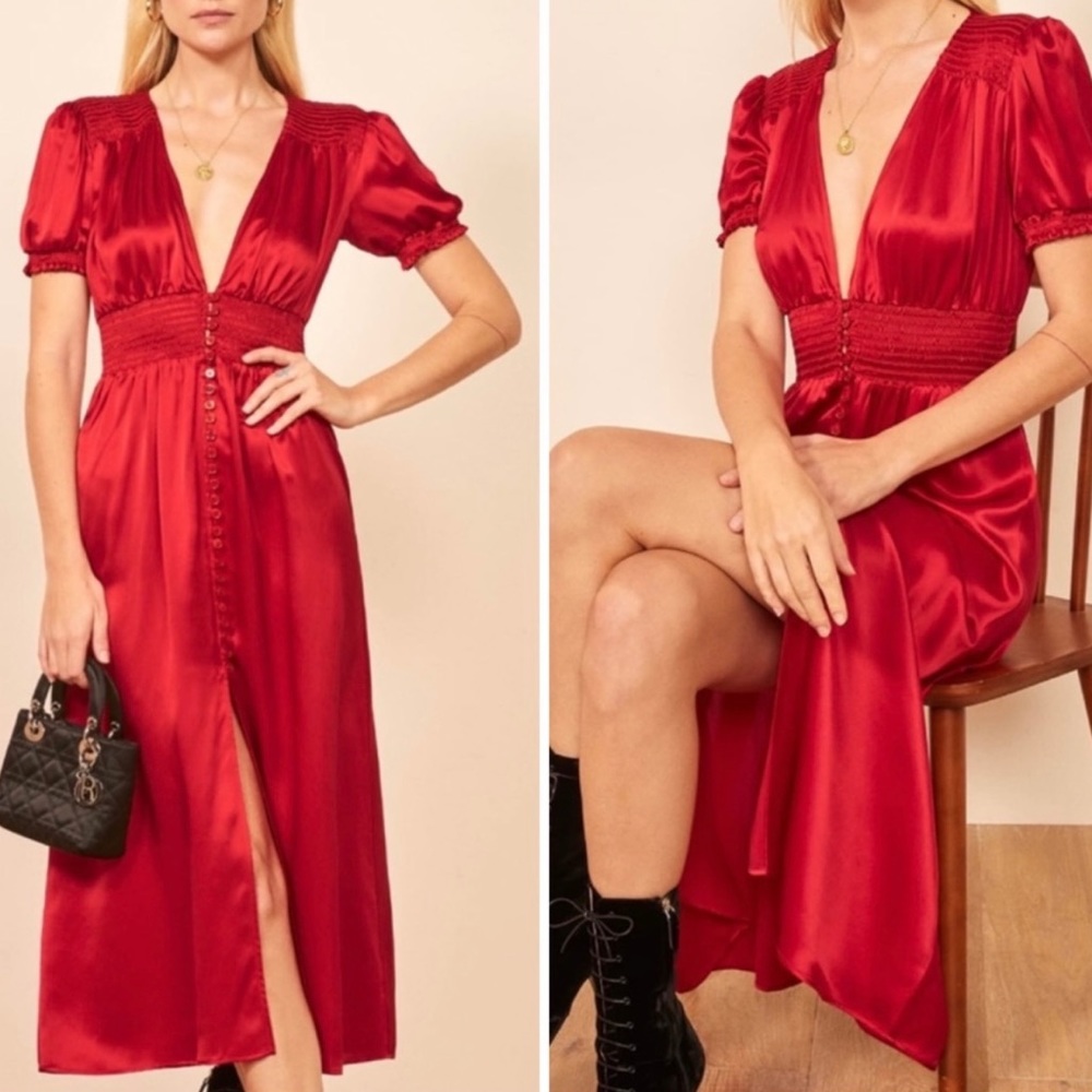 Reformation Nicola Dress in Cherry Size two
